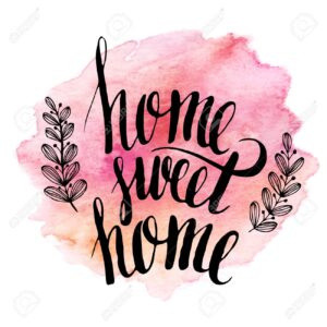 Home sweet home, hand drawn inspiration lettering quote
